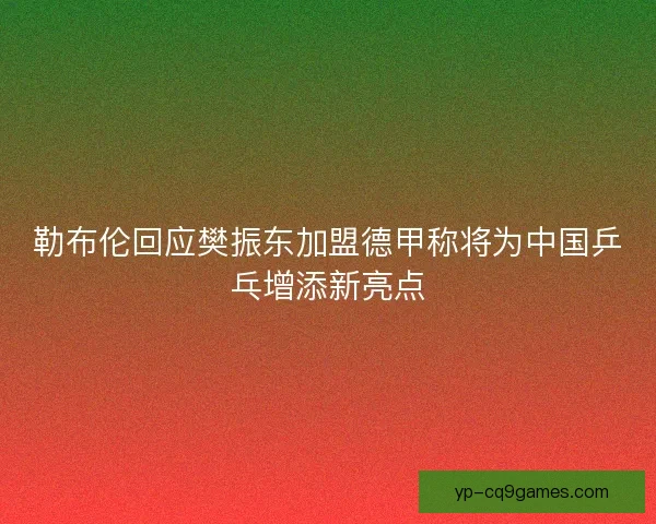 勒布伦回应樊振东加盟德甲称将为中国乒乓增添新亮点